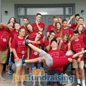 group of teens fundraising