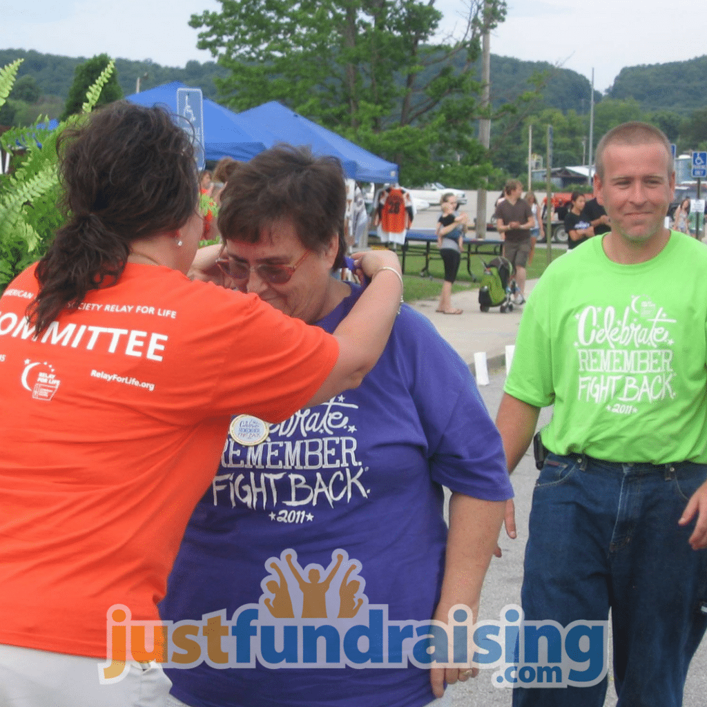 relay for life team in the finish line