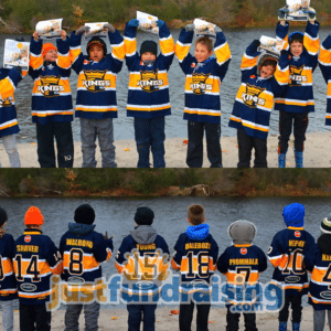 hockey team in front of water